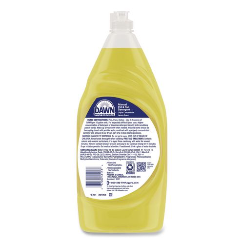 Image of Dawn® Professional 80366605 Manual Pot/pan Dish Detergent, Lemon, 38 Oz Bottle, 8/carton