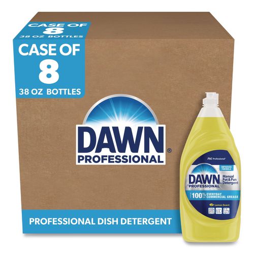 Image of Dawn® Professional 80366605 Manual Pot/pan Dish Detergent, Lemon, 38 Oz Bottle, 8/carton