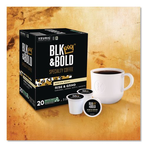 Image of BLK & Bold® 5000372407 Rise and GRND K-Cups, 0.41 oz K-Cup, 20/Box