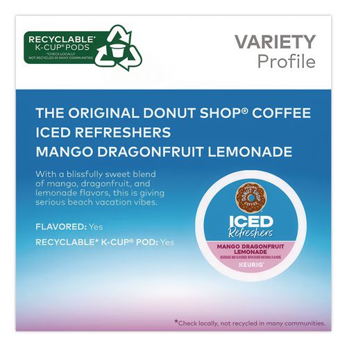 Image of The Original Donut Shop® 5000382824 ICED Refreshers K-Cup Pods, Mango Dragonfruit Lemonade, 20/Box, 4 Boxes/Carton