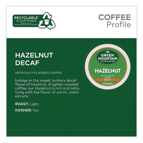 Image of Green Mountain Coffee® 5000330143 Hazelnut Decaf Coffee K-Cups, 96/carton