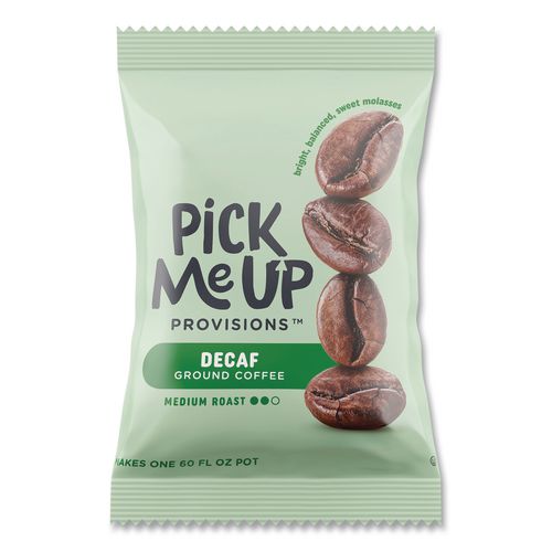 Image of Pick Me Up Provisions BHS70366 Fraction Pack, Columbian Decaf, 1.25 oz Packet, 42/Carton