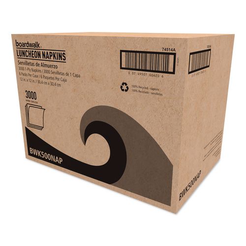 Image of Boardwalk® 4514 1/4-Fold Lunch Napkins, 1-Ply, 12 x 12, White, 500/Pack