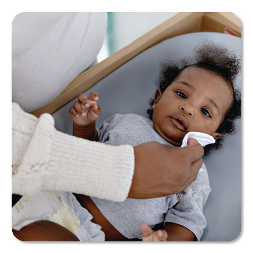 Image of Pampers® 80715533 Sensitive Baby Wipes, 1-Ply, 6.7 x 7, Unscented, White, 84/Pack, 7/Carton