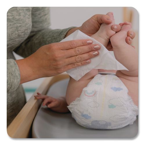 Image of Pampers® 80741436 Sensitive Baby Wipes, 1-Ply, 6.8 x 7, Unscented, White, 56/Pack