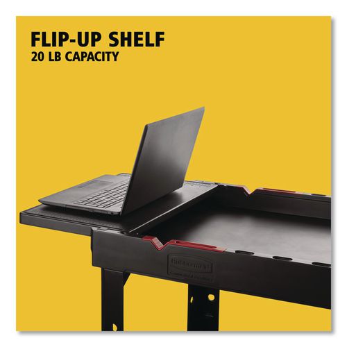 Image of Rubbermaid® Commercial 1997206 Heavy Duty Adaptable Utility Cart, Plastic, 2 Shelves, 500 lb Capacity, 17.8" x 46.2" x 36", Black