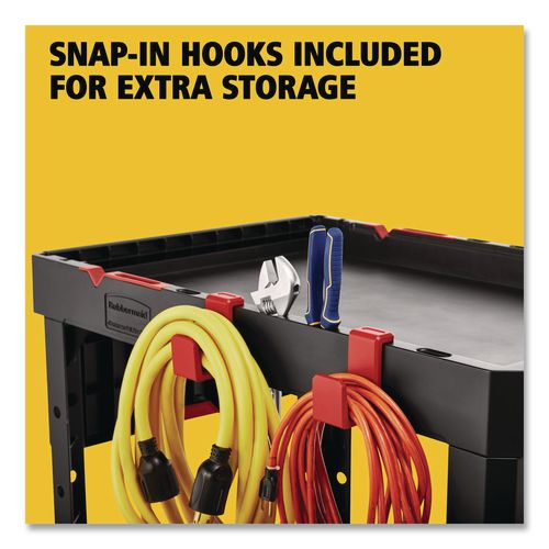 Image of Rubbermaid® Commercial 1997206 Heavy Duty Adaptable Utility Cart, Plastic, 2 Shelves, 500 lb Capacity, 17.8" x 46.2" x 36", Black