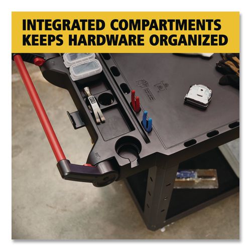 Image of Rubbermaid® Commercial 1997206 Heavy Duty Adaptable Utility Cart, Plastic, 2 Shelves, 500 lb Capacity, 17.8" x 46.2" x 36", Black