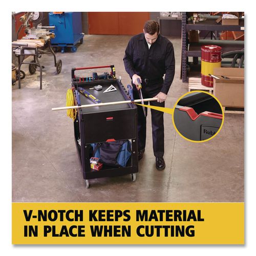 Image of Rubbermaid® Commercial 1997206 Heavy Duty Adaptable Utility Cart, Plastic, 2 Shelves, 500 lb Capacity, 17.8" x 46.2" x 36", Black