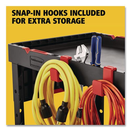 Image of Rubbermaid® Commercial 1997208 Heavy Duty Adaptable Utility Cart, Plastic, 2 Shelves, 500 lb Capacity, 25.2" x 51.5" x 36", Black