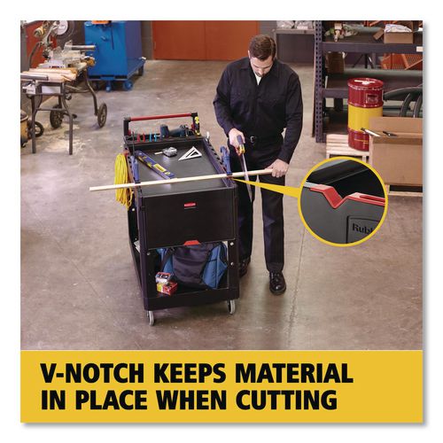 Image of Rubbermaid® Commercial 1997208 Heavy Duty Adaptable Utility Cart, Plastic, 2 Shelves, 500 lb Capacity, 25.2" x 51.5" x 36", Black