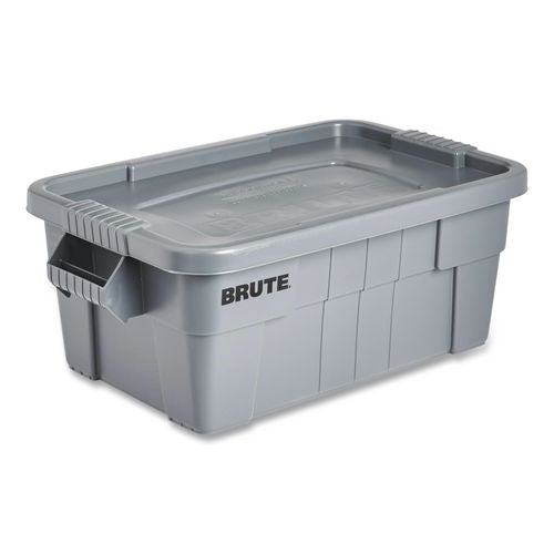 Image of Rubbermaid® Commercial FG9S3000GRAY Brute Tote With Lid, 14 Gal, 27.5" X 16.75" X 10.75", Gray