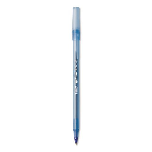 Image of BIC® GSM11BLUCT Round Stic Xtra Life Ballpoint Pen, Stick, Medium 1 mm, Blue Ink, Translucent Blue Barrel, 12/Box, 36 Boxes/Carton