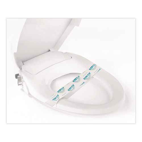 Image of Bagcraft 300591 Sani/Shield Printed Toilet Seat Band, 16 x 1.5, Blue/White, 1,000/Carton