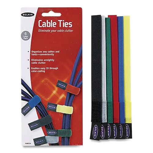 Image of Belkin® F8B024 Multicolored Cable Ties, 6/pack