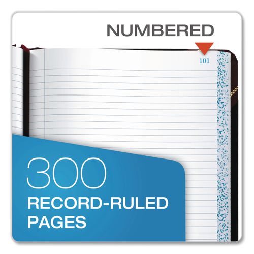 Image of Boorum & Pease® 38-300-R Account Record Book, Record-Style Rule, Black/red/gold Cover, 9.25 X 7.31 Sheets, 300 Sheets/book
