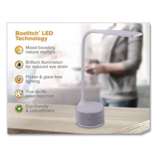 Image of Bostitch® VLED1817-BOS LED Bluetooth Speaker Lamp with USB, 2 Prong, 4.33w x 14.57h, White