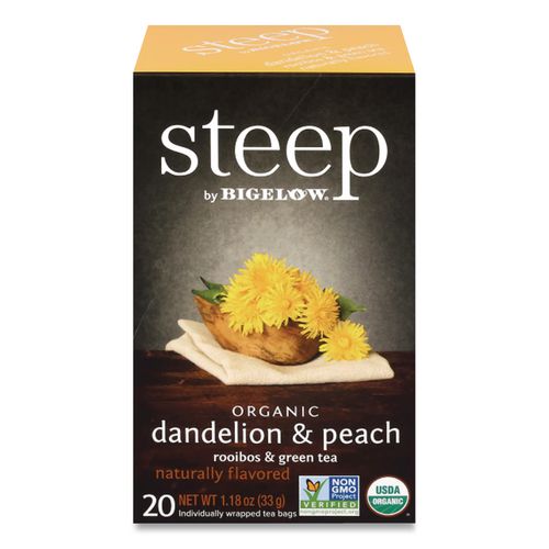 Image of Bigelow® RCB17715 Steep Tea, Dandelion And Peach, 1.18 Oz Tea Bag, 20/box