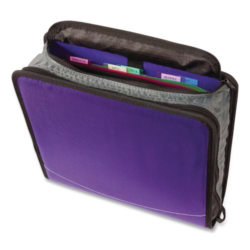Image of Case it D-146 PUR Large Capacity Zipper Binder, 3 Rings, 3" Capacity, 11 X 8.5, Purple