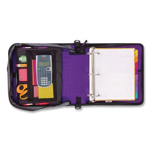 Image of Case it D-146 PUR Large Capacity Zipper Binder, 3 Rings, 3" Capacity, 11 X 8.5, Purple