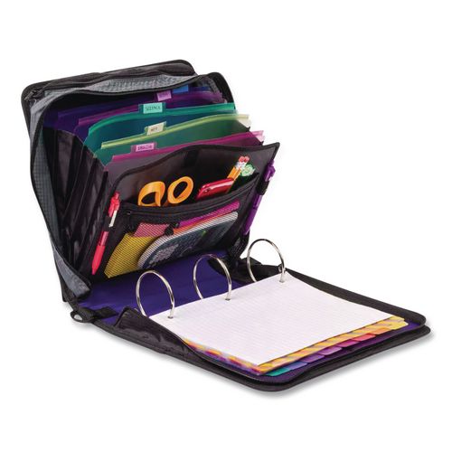 Image of Case it D-146 PUR Large Capacity Zipper Binder, 3 Rings, 3" Capacity, 11 X 8.5, Purple