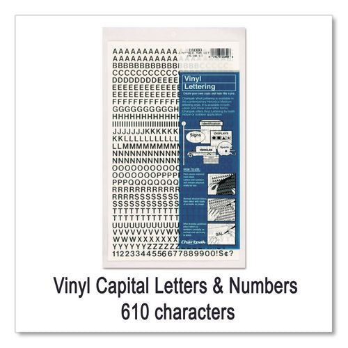 Image of ChartpakÂ® Press-On Vinyl Self-Adhesive Numbers and Uppercase Letters, 0.25" Tall, Black Characters, 610/Pack