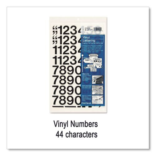 Image of Chartpak® 01130 Press-On Vinyl Self-Adhesive Numbers, 1" Tall, Black Characters, 44/Pack