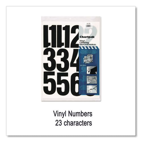 Image of Chartpak® 01193 Press-On Vinyl Self-Adhesive Numbers, 4" Tall, Black Characters, 23/Pack