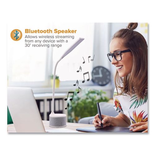 Image of Bostitch® VLED1817-BOS LED Bluetooth Speaker Lamp with USB, 2 Prong, 4.33w x 14.57h, White