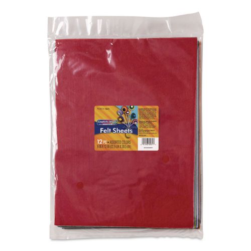 Image of Creativity Street® PAC3907-01 Felt Sheet Pack, Rectangular, 9 X 12, Assorted Colors, 12/pack