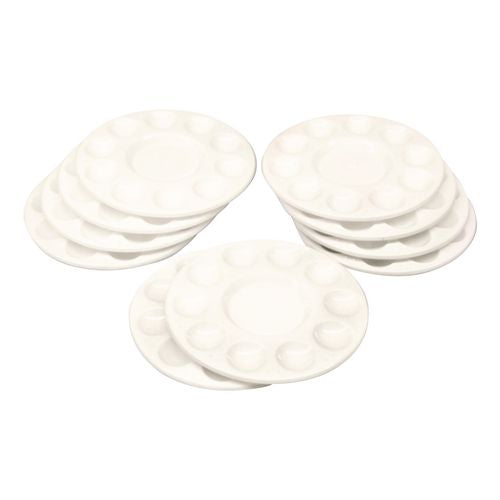Image of Creativity Street® PAC5924 Round Plastic Paint Trays For Classroom, White, 10/pack