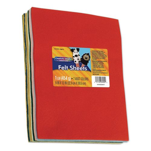 Image of Creativity Street® PAC3904 One Pound Felt Sheet Pack, Rectangular, 9 X 12, Assorted Colors, 30/pack