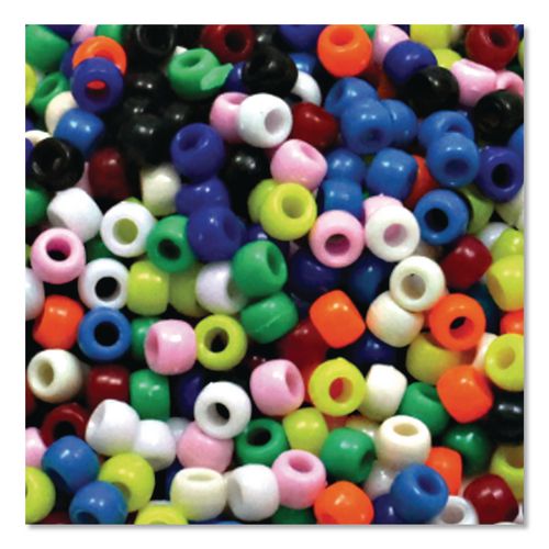 Image of Creativity Street® PAC3552 Pony Beads, Plastic, 0.24" x 0.35", Assorted Primary Colors, 1,000/Pack
