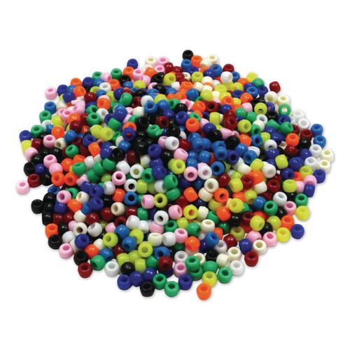 Image of Creativity Street® PAC3552 Pony Beads, Plastic, 0.24" x 0.35", Assorted Primary Colors, 1,000/Pack