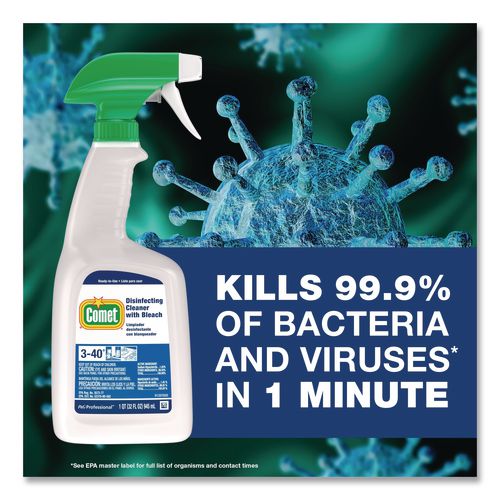 Image of Comet® 02287 Cleaner with Bleach, 32 oz Bottles, 8 Bottles and 2 Trigger Sprayers/Carton