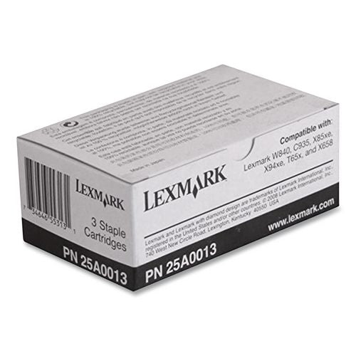 Image of Lexmark 25A0013 25a0013 Staple Cartridge, 5,000 Staples/cartridge, 3 Cartridges/box