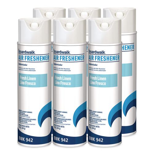 Image of Boardwalk® 1000000035 Aerosol Air Freshener, Fresh Linen, 10 oz Aerosol Spray, 6/Carton