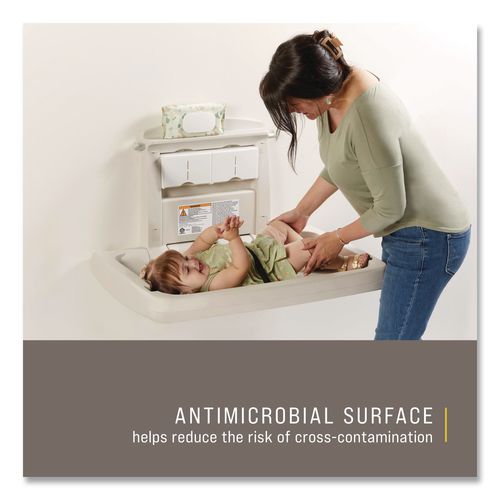 Image of Rubbermaid® Commercial FG781888LPLAT Sturdy Station 2 Baby Changing Table, 33.5 X 21.5, Platinum