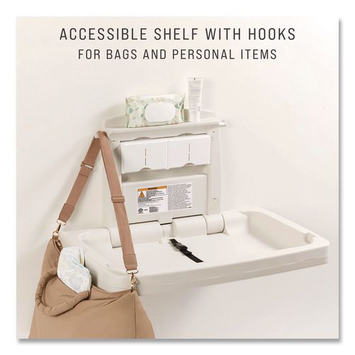 Image of Rubbermaid® Commercial FG781888LPLAT Sturdy Station 2 Baby Changing Table, 33.5 X 21.5, Platinum