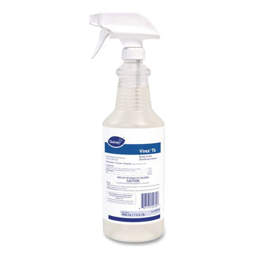 Image of Diversey 04743. Virex Tb Disinfectant Cleaner, Lemon Scent, Liquid, 32 Oz Bottle, 12/carton