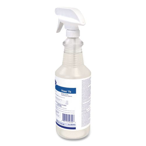 Image of Diversey 04743. Virex Tb Disinfectant Cleaner, Lemon Scent, Liquid, 32 Oz Bottle, 12/carton