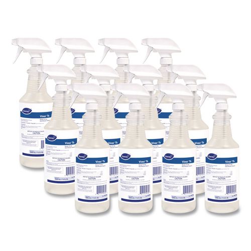 Image of Diversey 04743. Virex Tb Disinfectant Cleaner, Lemon Scent, Liquid, 32 Oz Bottle, 12/carton