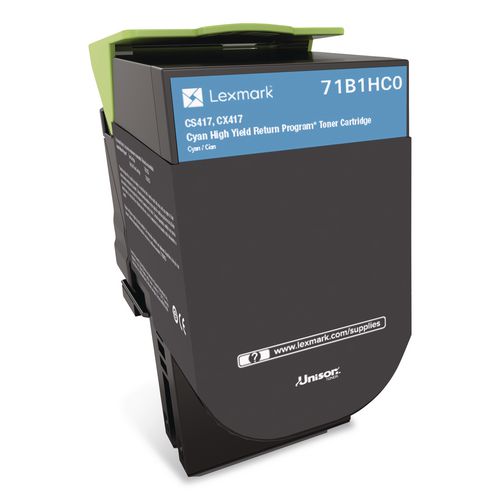 Image of Lexmark 71B1HC0 71b1hc0 Unison High-Yield Toner, 3,500 Page-Yield, Cyan