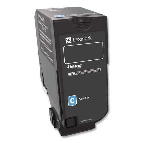 Image of Lexmark 74C0HCG 74c0hcg High-Yield Toner, 12,000 Page-Yield, Cyan
