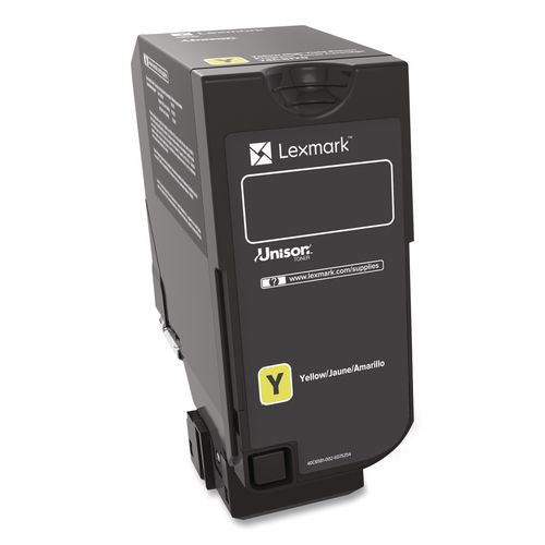 Image of Lexmark 74C0HYG 74c0hyg High-Yield Toner, 12,000 Page-Yield, Yellow