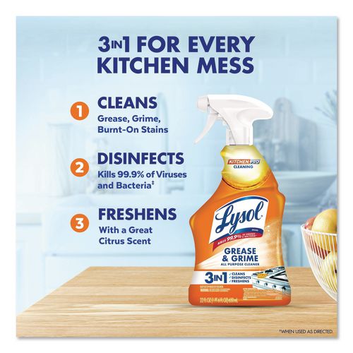 Image of LYSOL® Brand 19200-79556 Kitchen Pro Antibacterial Cleaner, Citrus Scent, 22 Oz Spray Bottle