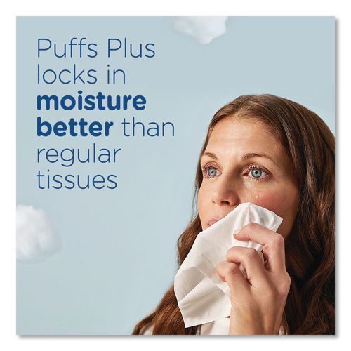 Image of Puffs® 39363BX Plus Lotion Facial Tissue, 2-Ply, White, 124 Sheets/Box, 3 Box/Pack