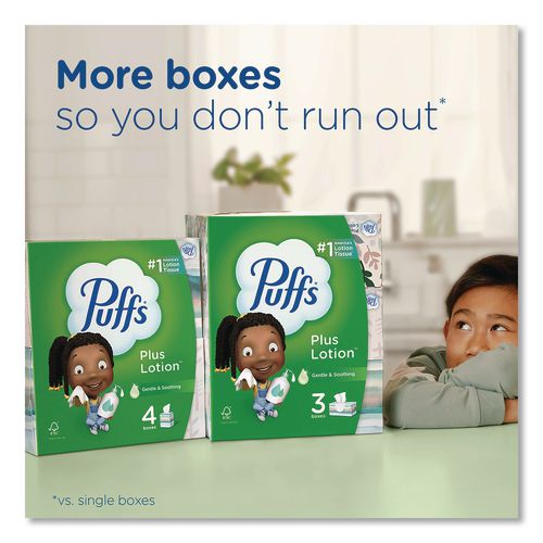 Image of Puffs® 34899 Plus Lotion Facial Tissue, 2-Ply, White, 56 Sheets/Box, 24 Boxes/Carton