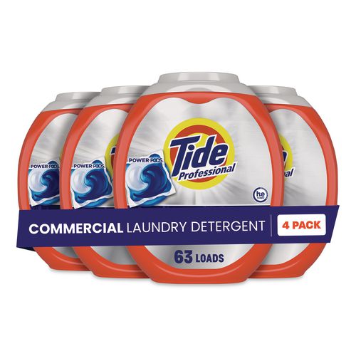 Image of Tide® PRO 80782762 Commercial Power PODS Laundry Detergent, HE Compatible, 63 Liquid Pods/Tub, 4 Tubs/Carton