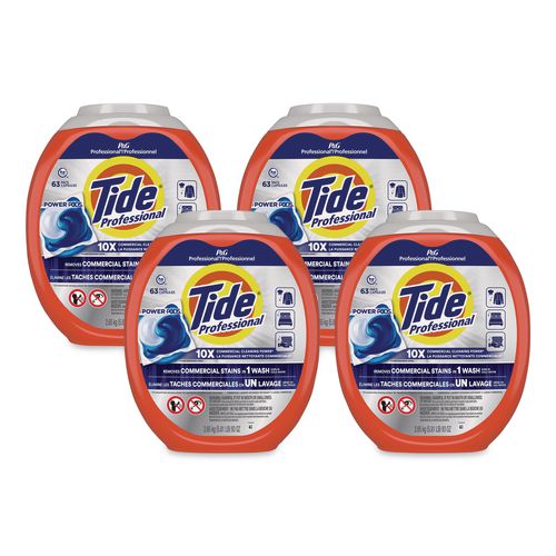 Image of Tide® PRO 80782762 Commercial Power PODS Laundry Detergent, HE Compatible, 63 Liquid Pods/Tub, 4 Tubs/Carton